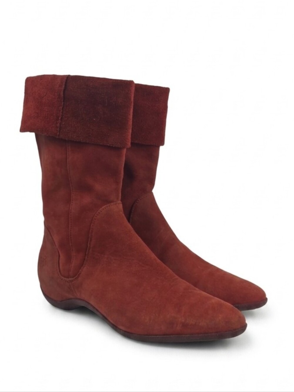 John Fluevog Power Up Red Suede Leather Women's Boots Size 8.5